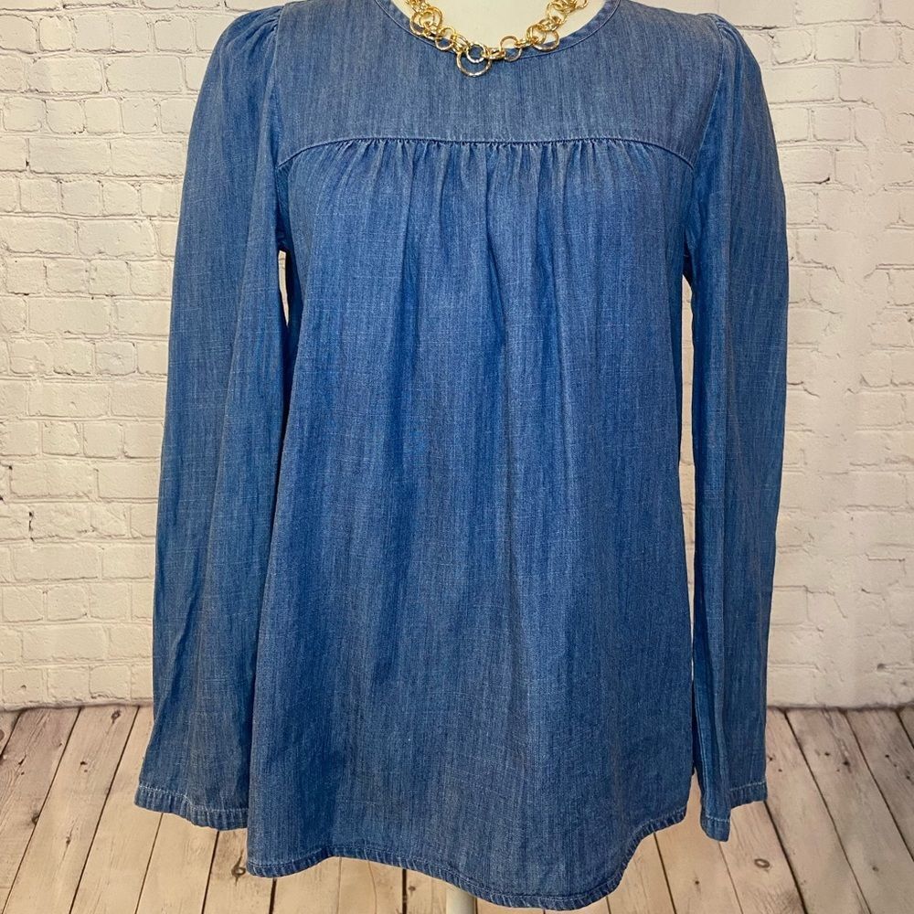 {J. Crew} Chambray long sleeve blouse